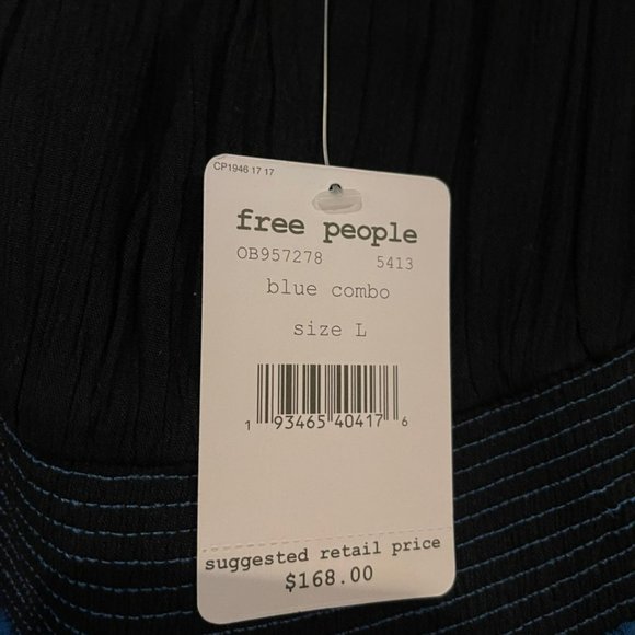 Free People Retro Boho Black & Blue vintage style peasant dress - Picture 4 of 12